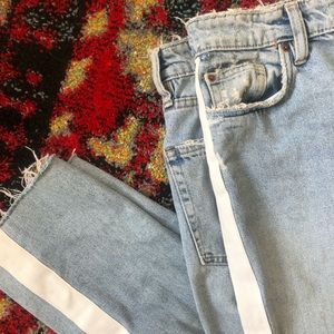 Zara White Stripe Jeans